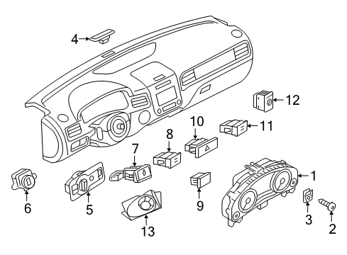 2015 Volkswagen Touareg Hazard Switch Diagram for 7P6-953-509-A
