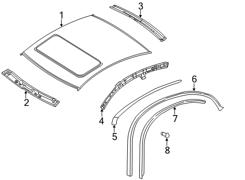1999 Volkswagen Passat Roof & Components, Exterior Trim, Body Diagram 1