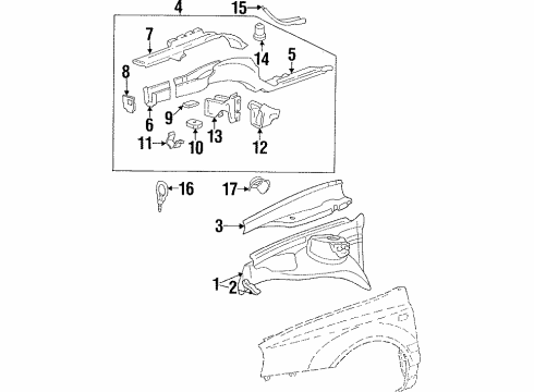 1998 Volkswagen Cabrio Structural Components & Rails