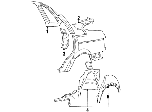1996 Volkswagen Passat Inner Structure - Quarter Panel Diagram 1