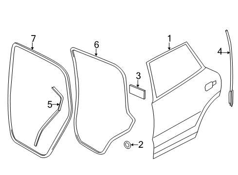 2014 Volkswagen Touareg Rear Door, Body Diagram 1
