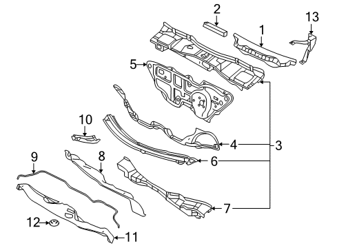 2008 Volkswagen Beetle Cowl Diagram 1