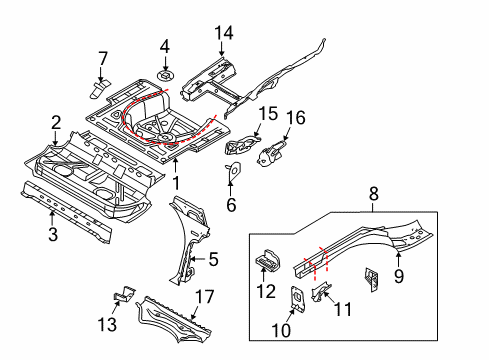 2009 Volkswagen Jetta Rear Body - Floor & Rails