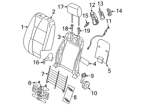 2013 Volkswagen Golf R Front Seat Components Diagram 1