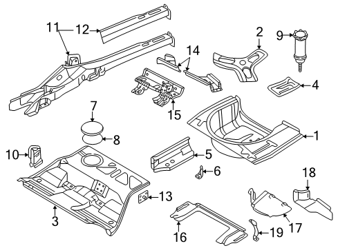 2005 Volkswagen Passat Rear Body - Floor & Rails Diagram 4