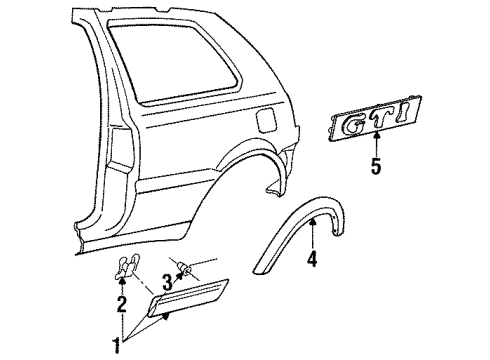 1996 Volkswagen Golf Side Molding Diagram for 1HM-853-536-H-ROH