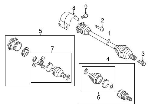 2015 Volkswagen Golf SportWagen Inner Joint Assembly Diagram for 3C0-498-103-NX