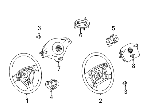 2005 Volkswagen Jetta Steering Systems, Internal Components, Shroud, Switches Diagram 9