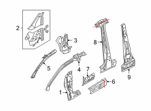 2013 Volkswagen Golf R Hinge Pillar, Lock Pillar, Rocker