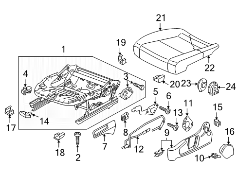 2021 Volkswagen Passat Driver Seat Components Diagram 1