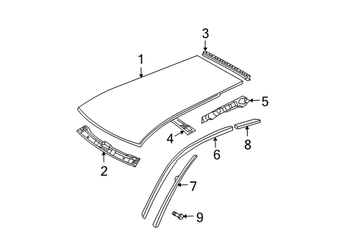 2002 Volkswagen Jetta Roof & Components, Exterior Trim Diagram 2