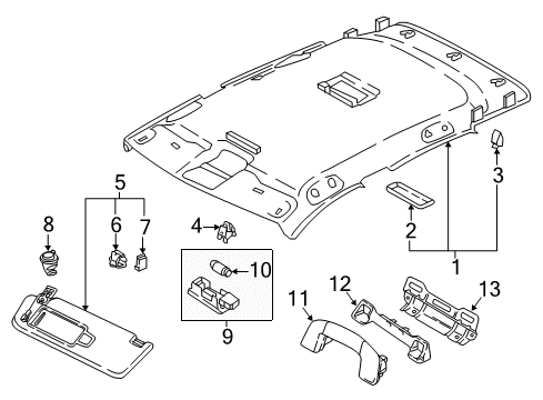 2020 Volkswagen Tiguan Visor Lamp Diagram for 1K0-947-109-RM5