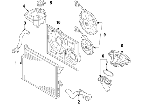 2010 Volkswagen Touareg Cooling System, Radiator, Water Pump, Cooling Fan Diagram 3