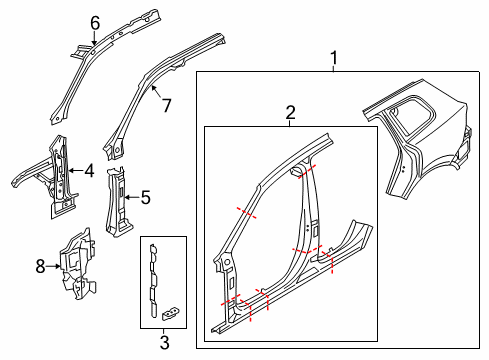 2015 Volkswagen Touareg Hinge Pillar, Uniside