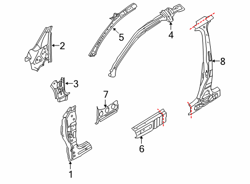 2011 Volkswagen GTI Center Pillar, Hinge Pillar, Rocker