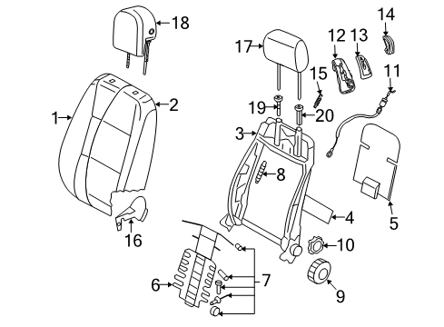 2007 Volkswagen Rabbit Adjust Knob Diagram for 1K0-881-671-D-7G8