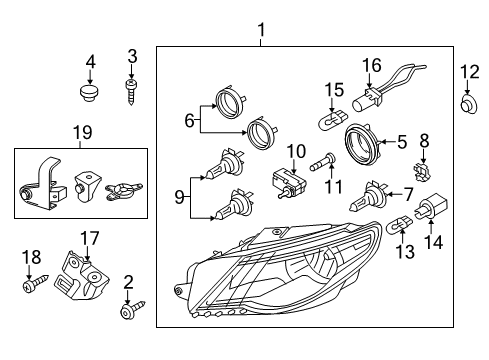 2009 Volkswagen CC Headlamp Assembly Bolt Diagram for 1C0-941-141
