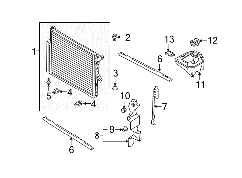 2004 Volkswagen Touareg Radiator & Components Diagram 1