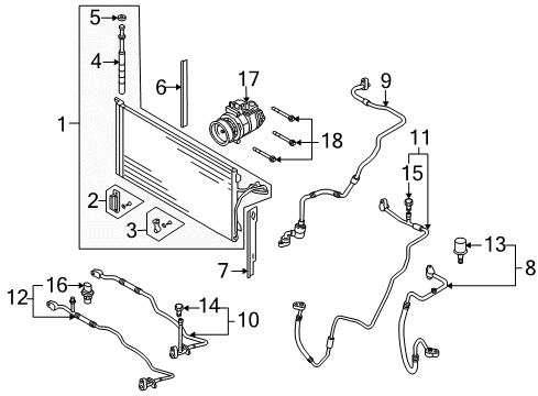 2010 Volkswagen Touareg A/C Condenser, Compressor & Lines Diagram 2