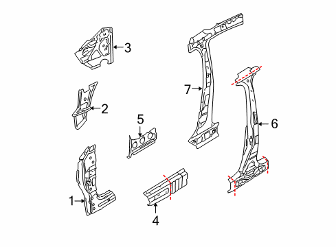 2013 Volkswagen Jetta Center Pillar & Rocker, Hinge Pillar