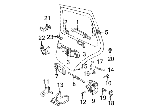2002 Volkswagen Jetta Rear Door - Lock & Hardware