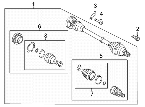 2021 Volkswagen Golf Drive Axles - Front Diagram 2
