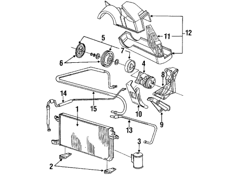 1992 Volkswagen Jetta A/C Condenser, Compressor & Lines