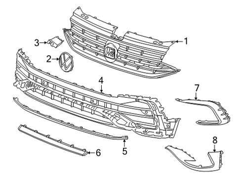 2022 Volkswagen Tiguan Grille & Components Diagram 2