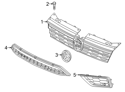 2020 Volkswagen Tiguan Grille & Components Diagram 2