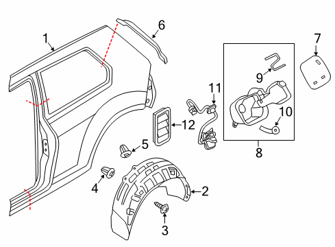 2015 Volkswagen GTI Quarter Panel & Components Diagram 1