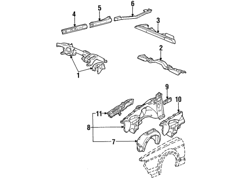 1986 Volkswagen Scirocco Crossmember Diagram for 533-803-531