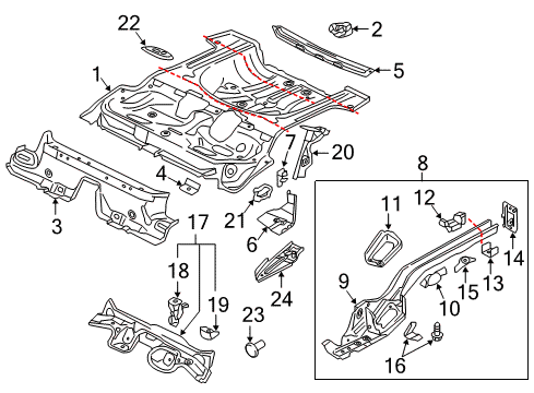 2019 Volkswagen Golf Rear Floor & Rails