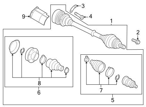 2022 Volkswagen Golf R Drive Axles - Front Diagram 2