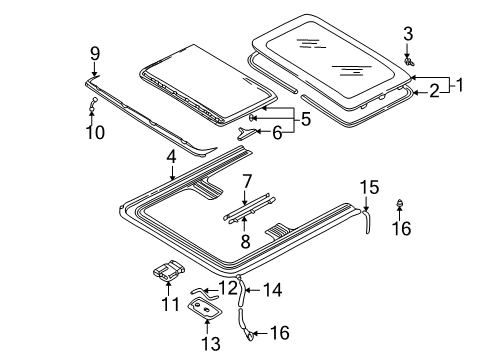2003 Volkswagen Golf Shade Diagram for 8D0-877-255-C-X09