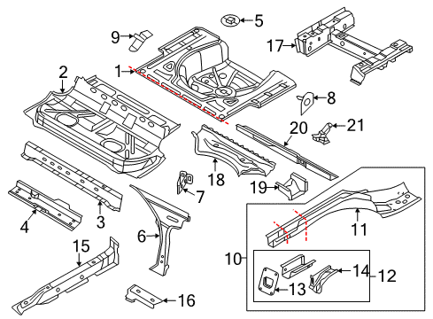 2017 Volkswagen Jetta Rear Body - Floor & Rails