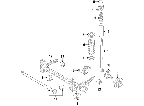 2016 Volkswagen Beetle Rear Axle, Stabilizer Bar, Suspension Components