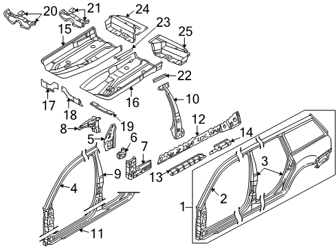 1999 Volkswagen Passat Body Side Panel & Frame, Pillar Diagram 2
