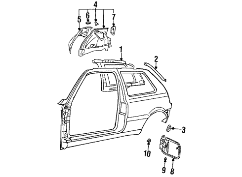 1998 Volkswagen Golf Quarter Panel - Inner Components Diagram 1