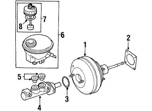 1996 Volkswagen Golf Brake Booster Diagram for 1H1-612-107-C