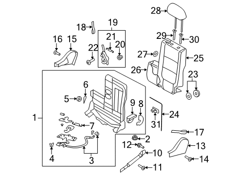 2010 Volkswagen Tiguan Headrest Guide Diagram for 1K0-881-920-G-31X