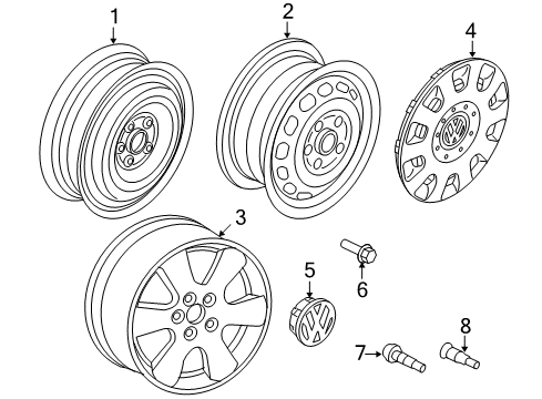 2008 Volkswagen Rabbit Wheels Diagram 1