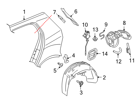 2013 Volkswagen Golf R Quarter Panel & Components Diagram 2
