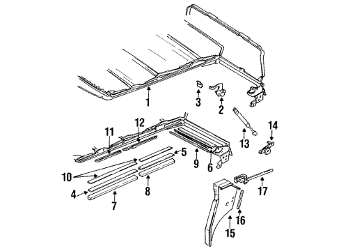 1993 Volkswagen Cabriolet Frame & Components - Convertible Top Diagram 1