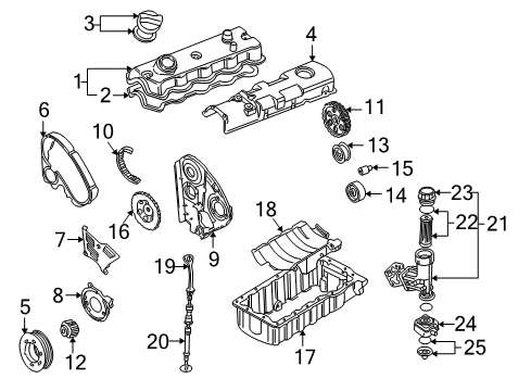 2002 Volkswagen Golf Engine Parts & Mounts, Timing, Lubrication System Diagram 3
