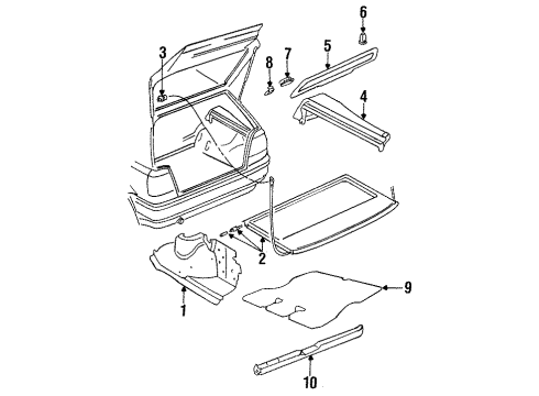 1996 Volkswagen Golf Trunk Trim Diagram for 1HM-867-429-B-4AY