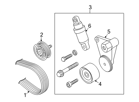 2004 Volkswagen Phaeton Idler Pulley Diagram for 07D-145-276-C
