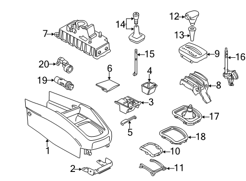 2002 Volkswagen Jetta Front Console, Rear Console