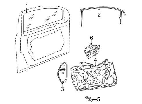 2011 Volkswagen GTI Front Door - Glass & Hardware Diagram 1
