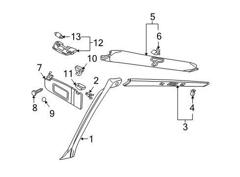 2008 Volkswagen Beetle Windshield Pillar Trim Diagram for 1Y0-867-233-6N6