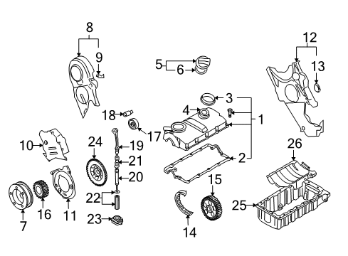 2005 Volkswagen Jetta Engine Parts & Mounts, Timing, Lubrication System Diagram 3